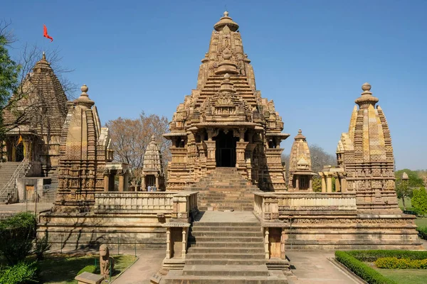 印度中央邦Khajuraho的Lakshmana寺庙 形成Khajuraho纪念碑小组的一部分 该小组是教科文组织的一个世界遗产 — 图库照片