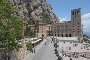 Montserrat monastery bir benedictine abbey kadar yüksek dağlar, barcelona, catalonia, İspanya olduğunu.