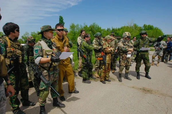 Almaty Kazahsztán 2009 Katonák Katonai Egyenruhában Airsoft Squad — Stock Fotó