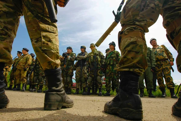 Almaty Kazakistan 2009 Soldati Uniforme Militare Squadra Airsoft — Foto Stock