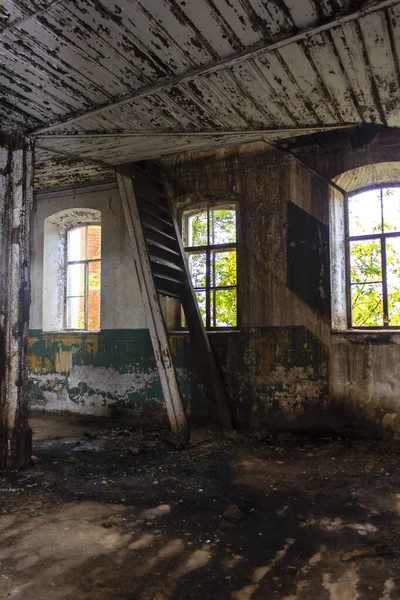 interior interior partially preserved in the ruins of the old brick Lutheran church of the Volga Germans