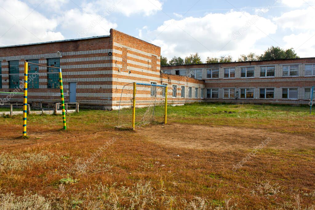 football goal at the stadium in the courtyard of the school for students