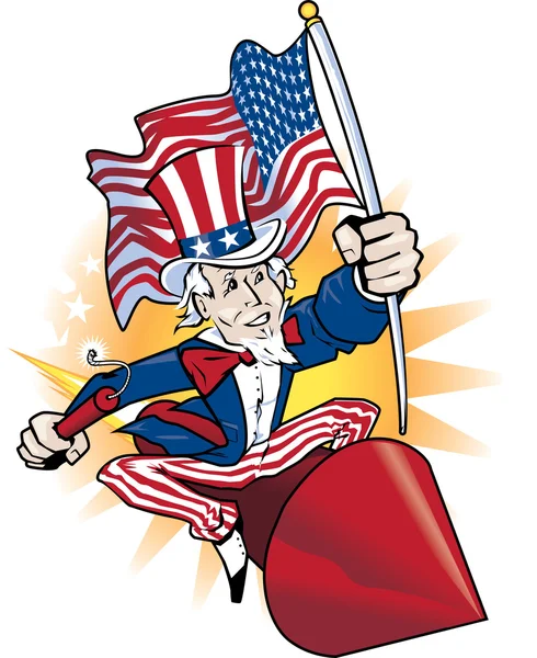 Uncle Sam Firework Man Royaltyfria illustrationer