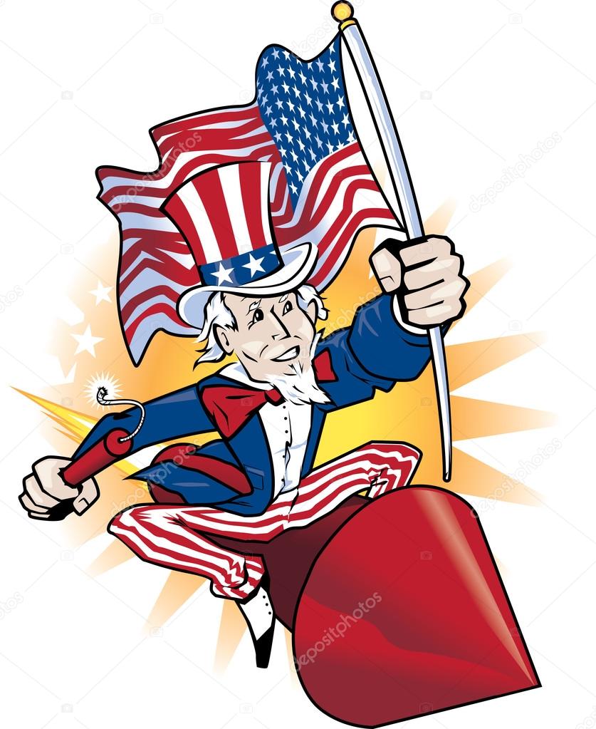 Uncle Sam Firework Man Stock Vector by ©bigredlink 63165731, image size:837x1023