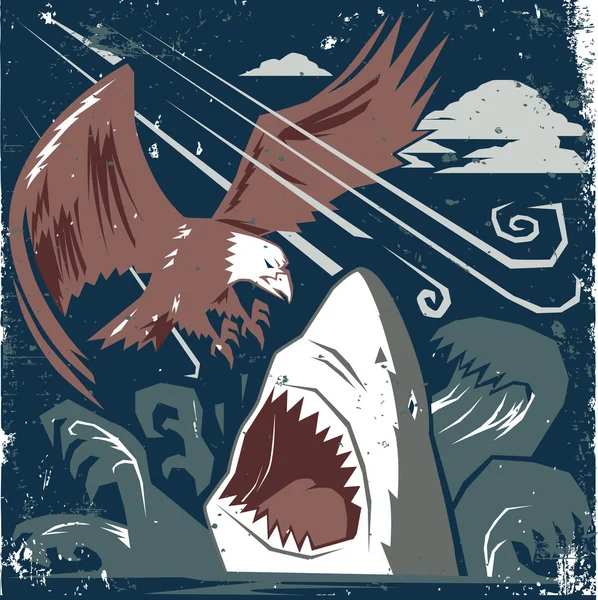 Eagle vs Shark — Stock Vector