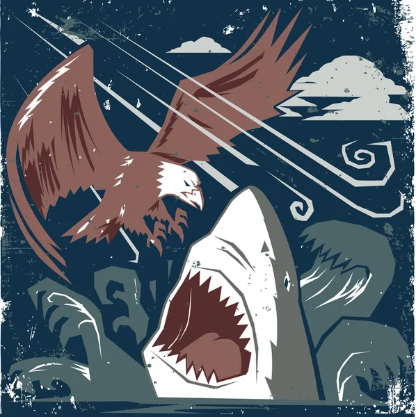 Águila vs tiburón Vectores De Stock Sin Royalties Gratis