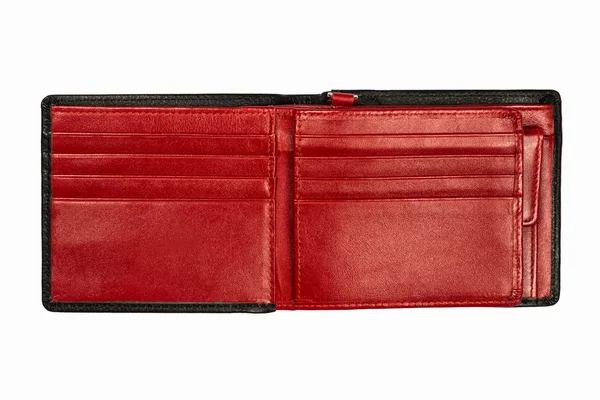 分離された赤いレザー折財布ウォレット — ストック写真