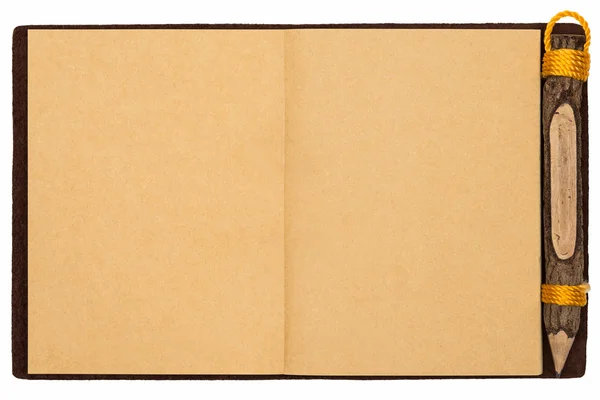 Altes Buch und Bleistift — Stockfoto