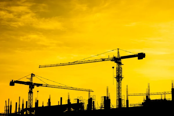 Silhouette of construction site Stock Photo