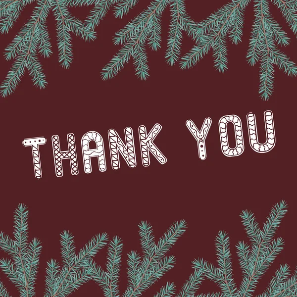 クリスマスカードありがとう 感謝のレタリングとフラットベクトルストックイラスト ヴィンテージテキストありがとうクリスマスツリー 挨拶や招待状としてクリスマスカード イラストをテキストとしてありがとう — ストックベクタ