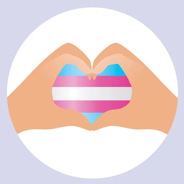 Флаг Трансгендера Изолированная Круглая Икона Плоский Векторный Инвентарь Руки Сердцами — стоковый вектор