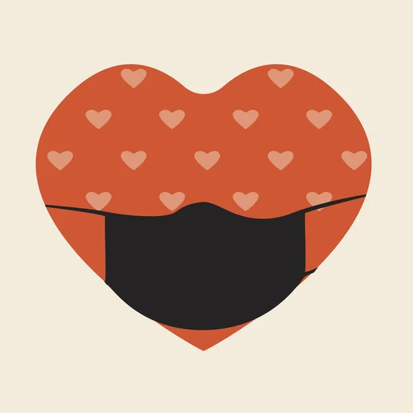 Серце Маска Обличчя Ізольовані Плоска Векторна Стокова Ілюстрація Дня Валентина — стоковий вектор