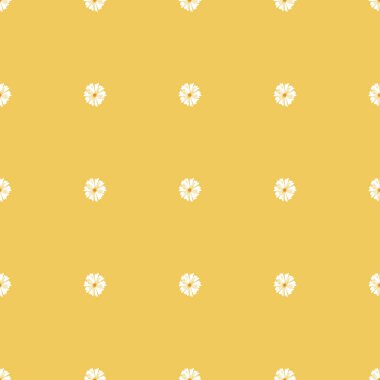 Papatya pürüzsüz desen. Düz vektör stok çizimi. Papatya ya da papatya çiçeği. Çiçek süsü. Kumaş, tekstil ve kâğıt üzerine basmak için çiçekli doku. Görüntü düzeni