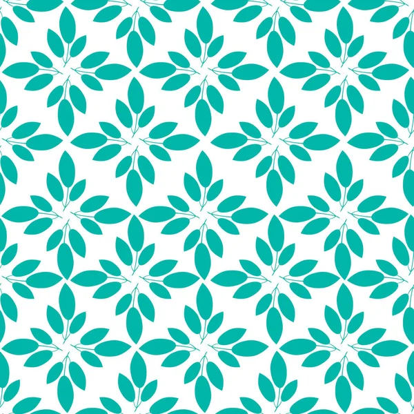 Yaprakları izole edilmiş kusursuz bir desen. Düz vektör stok çizimi. Doku, desen, yeşil yapraklı süs. Yaprak döken sonsuz desen. Kumaş, doku üzerine baskı için resim