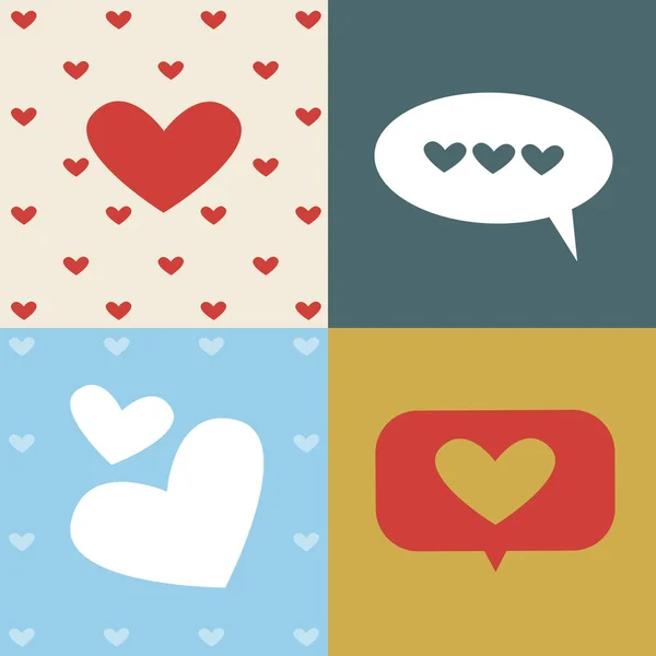 オンラインハート ペンロマンス フラットベクトルストックイラスト 通信ロマンス インターネットの愛 ソーシャルメディアの電子メールのための概念 愛のメッセージ はがき 四角形カード — ストックベクタ