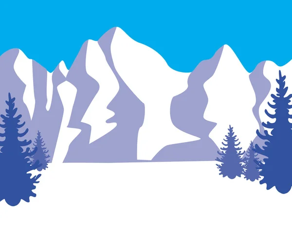 Snowy Hills Winter Flat Vector Stock Illustration Nature Landscape Snowy — Stock Vector