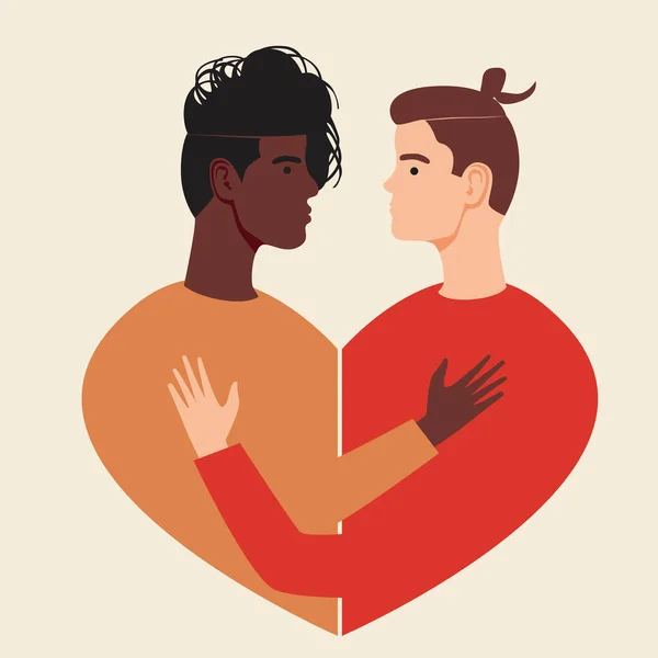 Abrazos Pareja Homosexuales Aislados Ilustración Vector Plano Las Personas Lgbtq — Archivo Imágenes Vectoriales