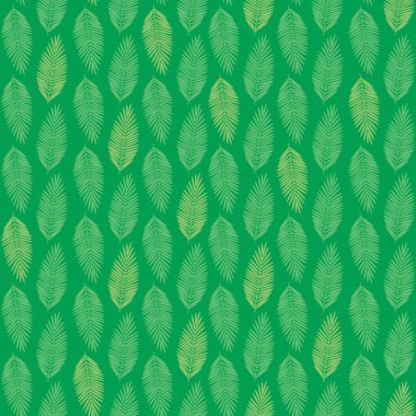 Palmiye ağaçlarının dalları pürüzsüz. Düz vektör stok çizimi. Yeşil süs, palmiye dalları deseni. Kumaş ve tekstil üzerinde sonsuz baskı kalıbı. Egzotik, kusursuz illüstrasyon