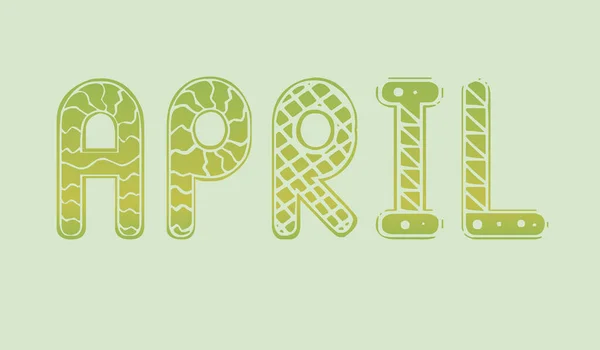 Maand April Geïsoleerd Vector Stock Illustratie Tekst April Een Groene — Stockvector