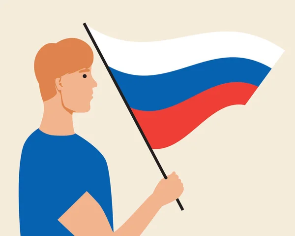 Russischer Mann Fahne Der Russischen Föderation Flache Vektoraktiendarstellung Das Konzept — Stockvektor