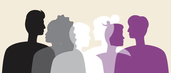 Des Personnes Asexuées Couleur Drapeau Asexuel Illustration Silhouette Vectorielle Asexuels — Image vectorielle