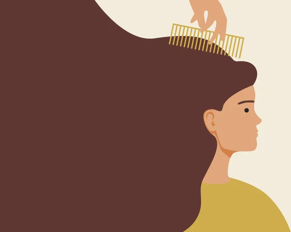 Estilo Cabelo Mulher Modelo Espaço Cópia Ilustração Estoque Vetorial Plano — Vetor de Stock