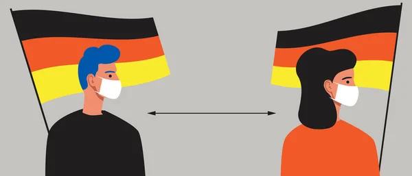 Tedeschi Con Bandiera Della Germania Isolamento Germania Illustrazione Dello Stock — Vettoriale Stock