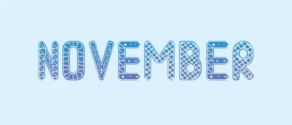 November Text Isolated Vector Stock Illustration Autumn Month November Lettering — Stockvector