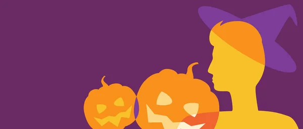 Silhouette Egy Halloween Ember Egy Tök Másolja Tér Sablont Sziluett — Stock Vector