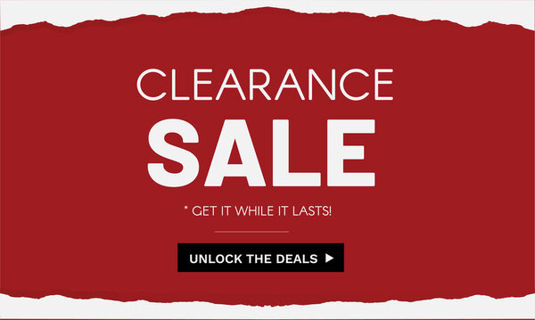 Баннер, флаер, реклама, плакат. Флэш-распродажа, скидки, продвижение, маркетинг с кнопкой "Разблокировать сделки" и бумажным фоном. Векторная миграция