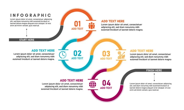 Abstrakte Farbenfrohe Workflow Infografiken Für Unternehmen Grafische Elemente Von Meilensteinen — Stockvektor