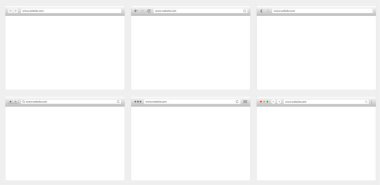 Boş web tarayıcı penceresi, boş internet sayfası konsepti, web tarayıcısı için iskelet, pencere ekranı. Vektör şablonu düzeni.