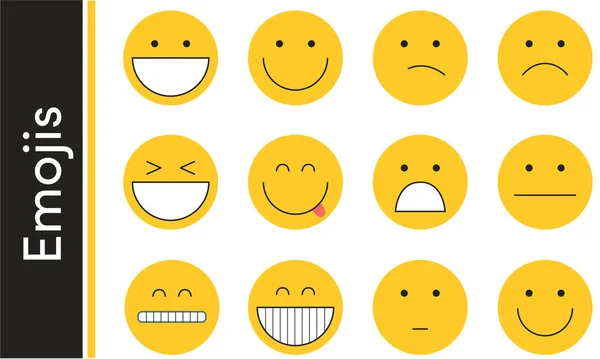 Emoji Emoticon Ícones Sorriso Vector Emoticons Sorriso Caricatura Para Internet — Vetor de Stock