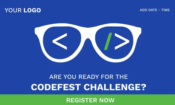 Codefest Ετήσιο Φεστιβάλ Κωδικοποίησης Κωδικοποιημένο Banner Για Μέσα Κοινωνικής Δικτύωσης — Διανυσματικό Αρχείο