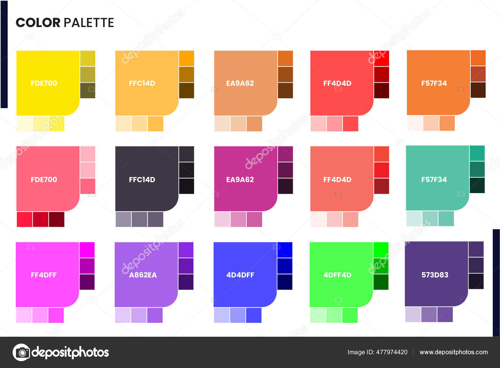 Color palette guide catalogue cards Royalty Free Vector
