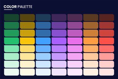 Color Palette, Shade Card, Color theory, theme, guide, harmony. Vector Illustration. Set of trending Pantone. Vector Illustration showing color scheme patterns for UI, web, dashboard.