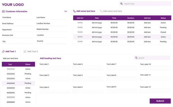 Templat Dashboard Antar Muka Aplikasi Yang Bersih Dan Sederhana Desain - Stok Vektor