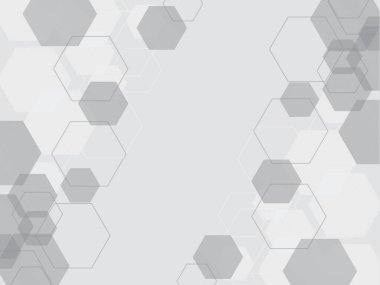 Dijital teknoloji soyut altıgen arkaplan, geometrik model, bilim, teknoloji veya tıp için siyah ve beyaz tasarım, fon