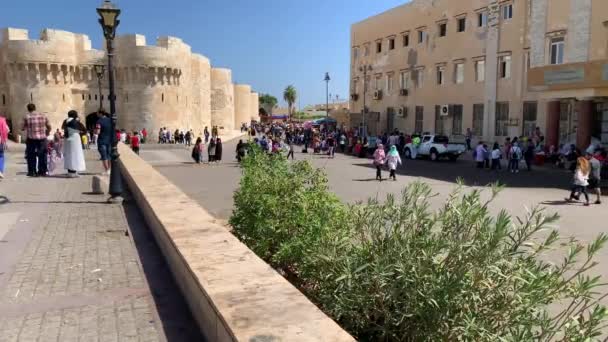 Александрія Єгипет Жовтня 2020 Красива Стара Фортеця Цитадель Каїтбея Багатьма — стокове відео