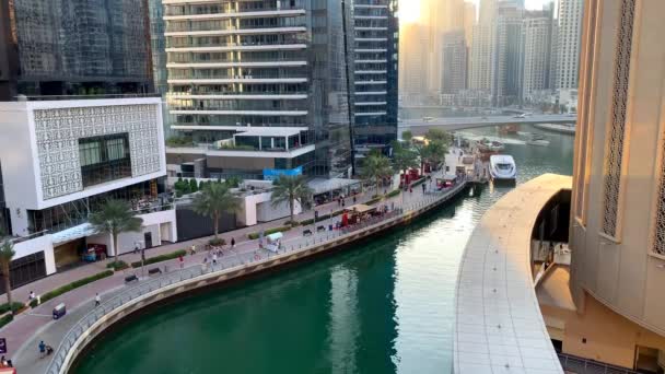 Dubaï Eau Septembre 2020 Belle Vue Sur Promenade Rivière Marina — Video