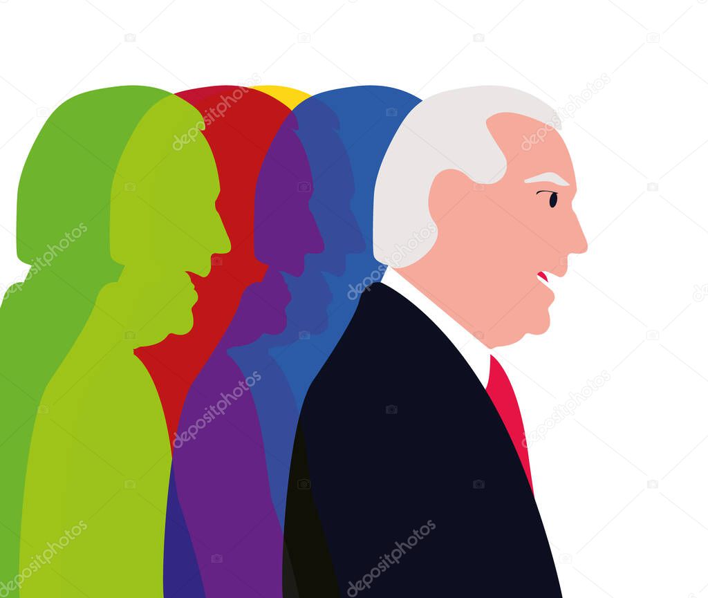 Joe Biden Elected US president. It was chosen in 2020. Announcement of the results voted the president of the United States. Colorful shadows.