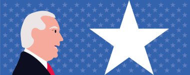 Birleşik Devletler Başkanı seçildi. 2020 'de seçildi. Sonuçların açıklanmasıyla Birleşik Devletler başkanı oylandı. Yıldızlı mavi arkaplan.
