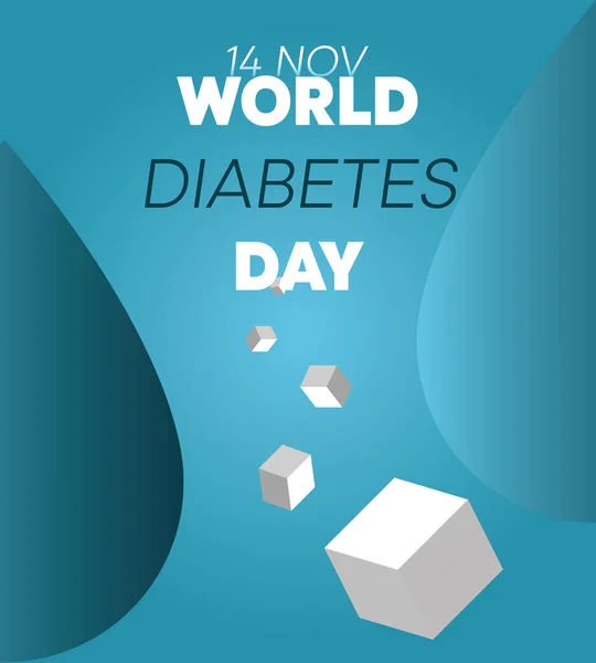 11月14日是世界糖尿病日 糖尿病意识和糖尿病防治的概念 几滴血是糖尿病的标志3D糖果 — 图库矢量图片