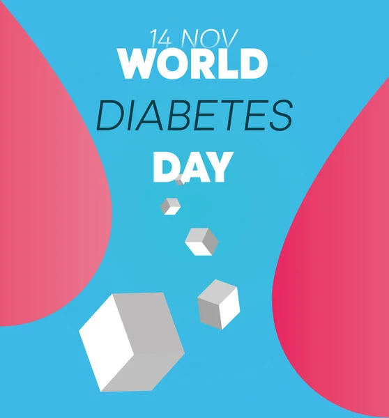 11月14日是世界糖尿病日 糖尿病意识和糖尿病防治的概念 几滴血是糖尿病的标志3D糖果 — 图库矢量图片