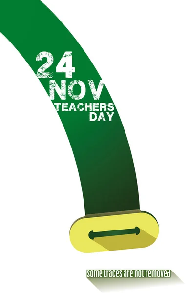 十一月二十四日教师节绿板擦隔离白色背景 一些痕迹没有被移除 中的信息 — 图库矢量图片