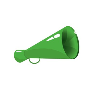 Yeşil retro megafonlu vektör vintage poster. Beyaz arka planda megafon. Reklamcılık, terfi. Vektör çizimi. Beyaz Arkaplan illüstrasyonu