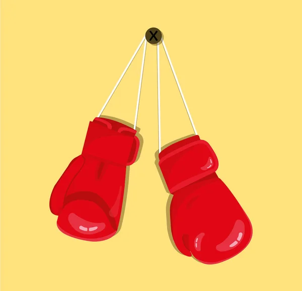 Röda Boxningshandskar Hängande Väggspiken Modern Boks Design Ikon — Stock vektor