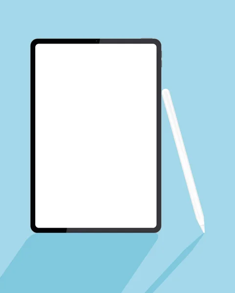 Tablet Caneta Eletrônica Cor Branca Vista Superior Isolada Fundo Branco —  Vetores de Stock