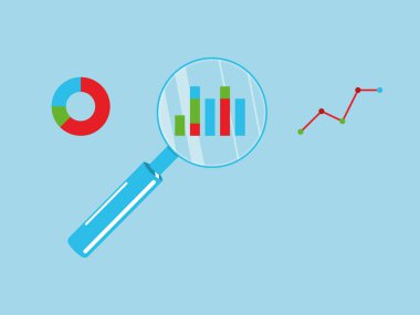 Mavi arkaplanda modern arama grafik simgesi, arama simgesi tasarımı, arama simgesi ağı, vektör büyüteci. Arama çubuğu logosu modern şablon tasarımı. Pazarlama veri analizleri, istatistik analizleri.