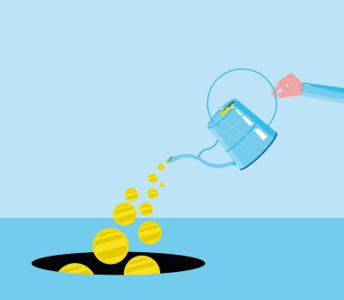 Para manuel sulama ile kara deliğe gidiyor. Gereksiz harcamalar, aşırı harcamalar veya kayıplar gibi alanlarda kullanılır. Altın sikke kara deliktir..